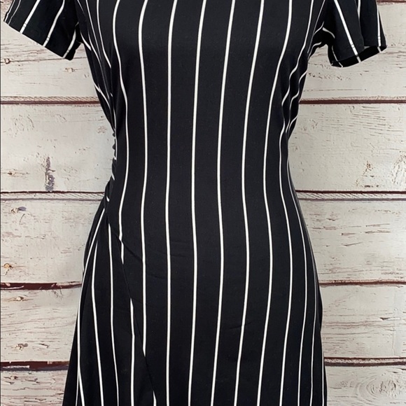 Blue Blush Black & White Pinstripe Dress small - Picture 2 of 8